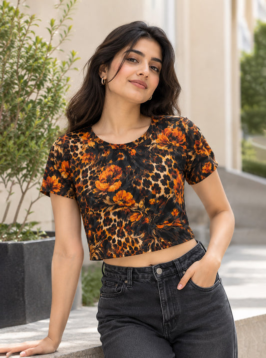 Animal Floral Fusion Crop Top