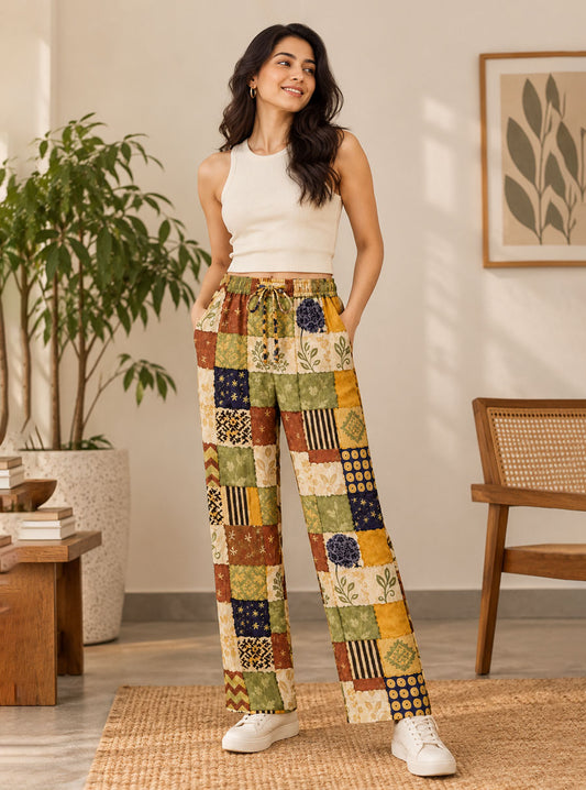 Boho Patchwork Printed Trousers