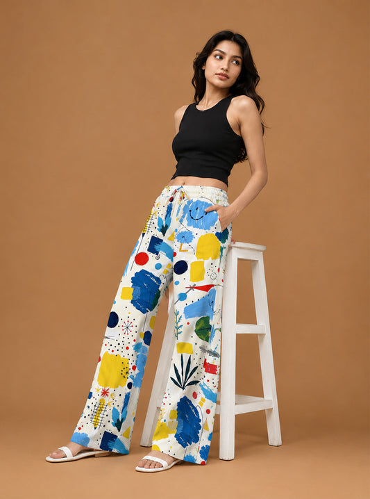Color Pop Doodle Printed Trouser
