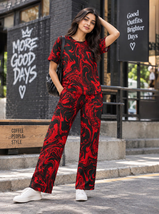 Crimson Marble Co-Ord Set