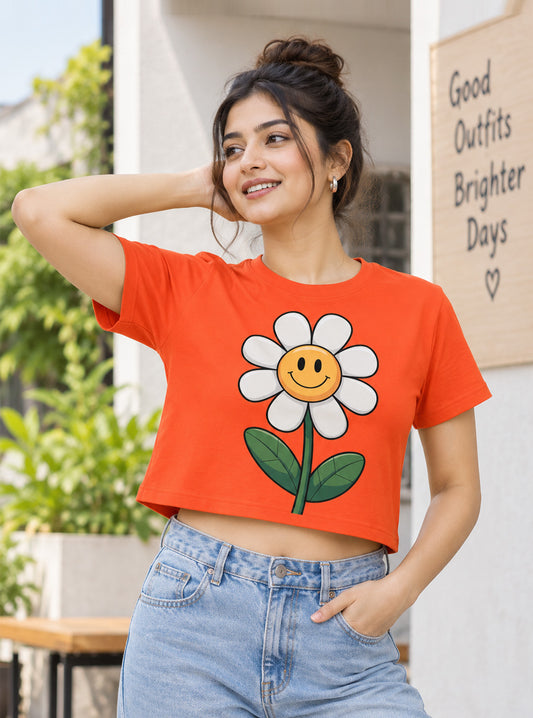 Happy Daisy Print Crop Top