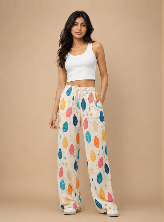 Whimsical Leaf Printed Trouser
