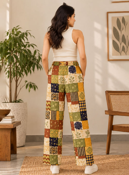 Boho Patchwork Printed Trousers
