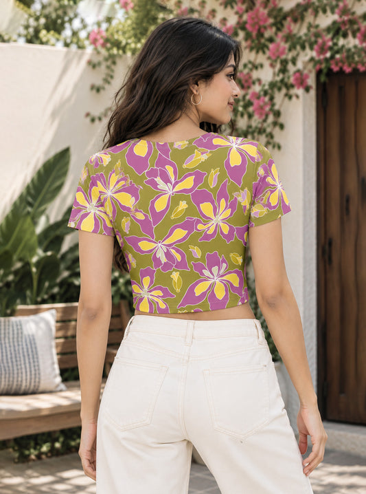 Hibiscus Floral Print Crop Top