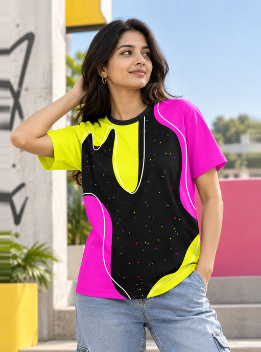 Retro Neon Blob Printed T-Shirt