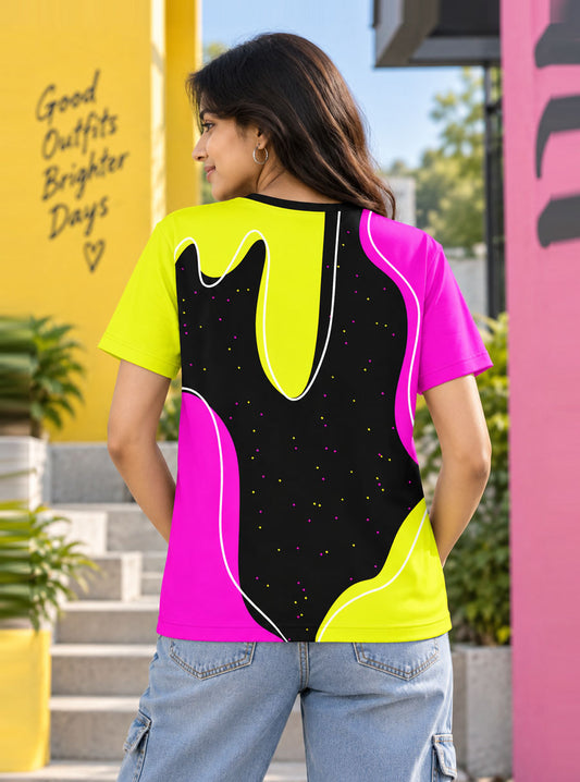 Retro Neon Blob Printed T-Shirt