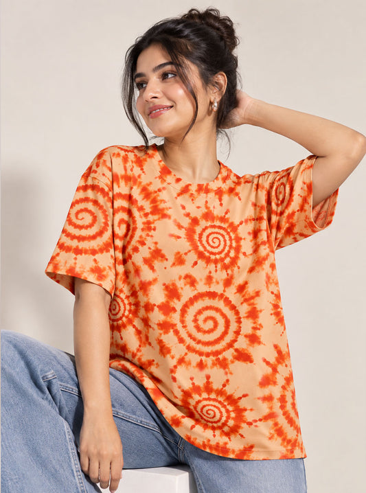 Orange Spiral Tie-Dye Tee