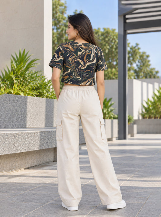 Liquid Marble Printed Crop Top