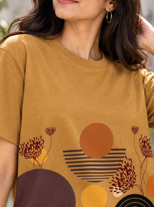 Mustard Abstract Printed T-Shirt