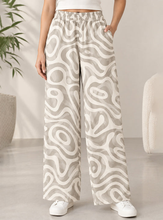 Ivory Waves Printed Trouser
