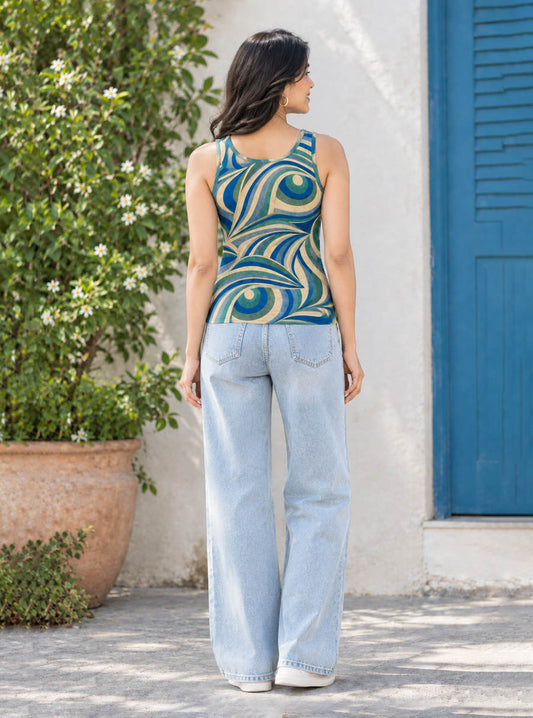 Ocean Waves Printed Sando