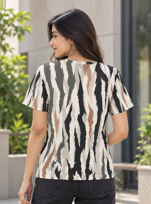 Brushstroke Tiger Stripe Print T-Shirt