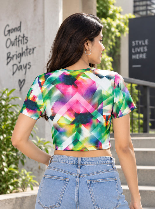Prismatic Watercolor Print Crop Top