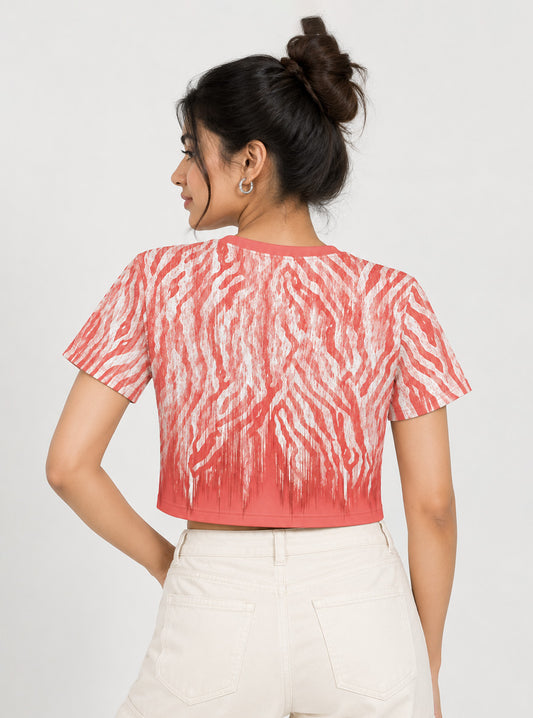 Coral Brushstroke Printed Crop Top
