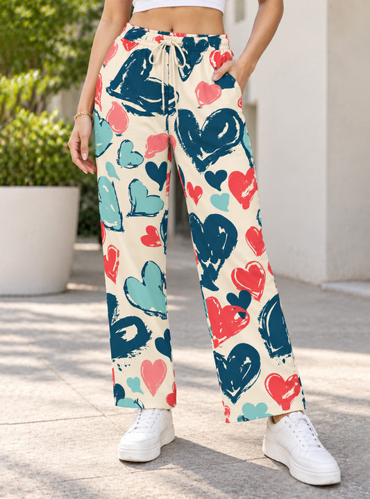 Painted Love Heart Print Trouser